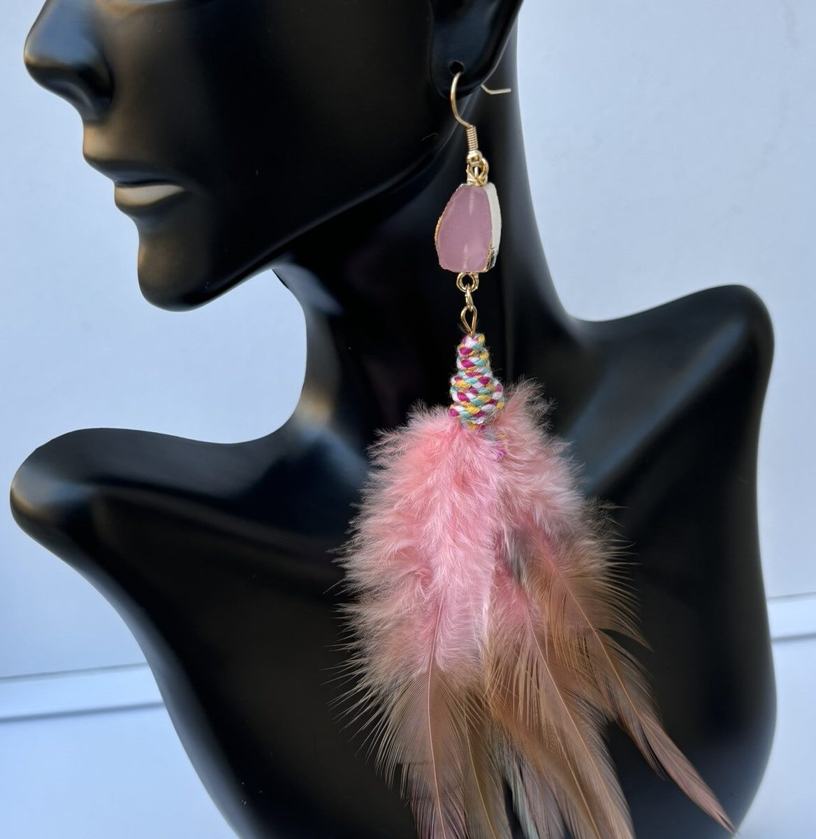 Pink Feather Earrings