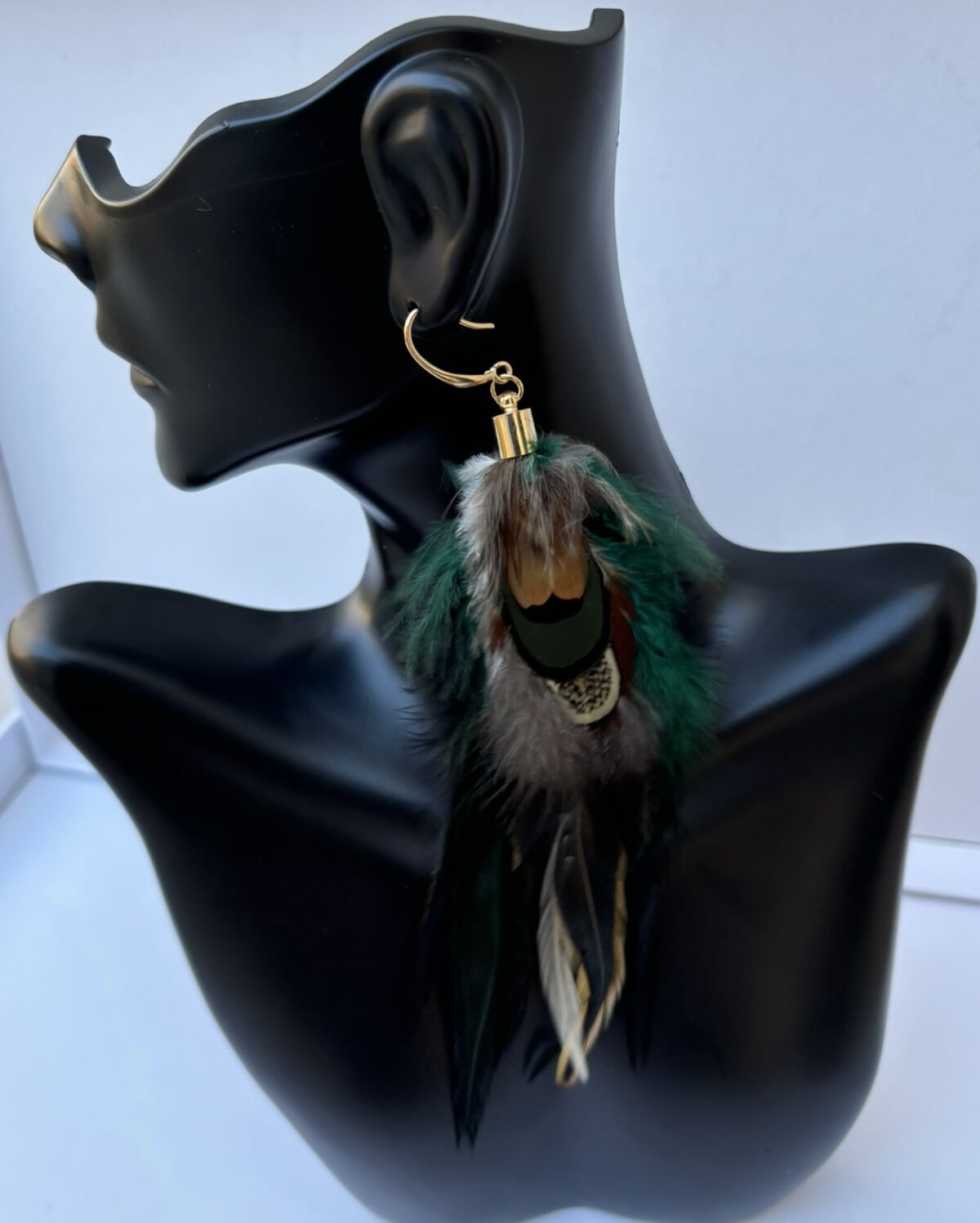 Green Feather Earrings